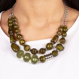 Pina Colada Paradise Green Necklace & Earrings